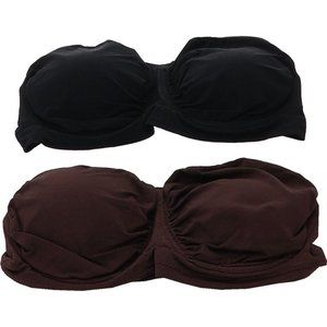 NWT RHONDA SHEAR 2 PIECE ANTIMICROBIAL UNDERWIRE BANDEAU BRA'S ESPRESSO & BLACK